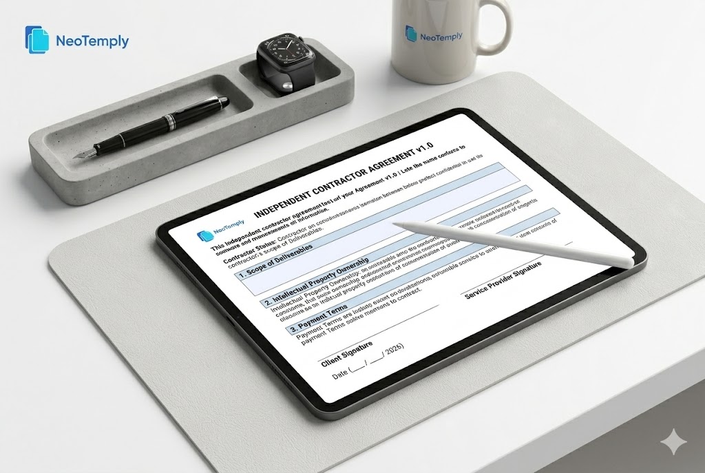 Contractor Agreement v1.0 - Freelancer Legal Template for Startups